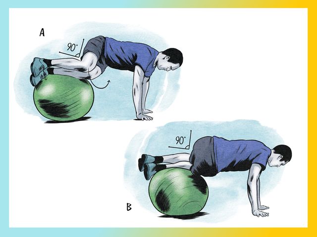 swiss ball tuck a and b workout moves