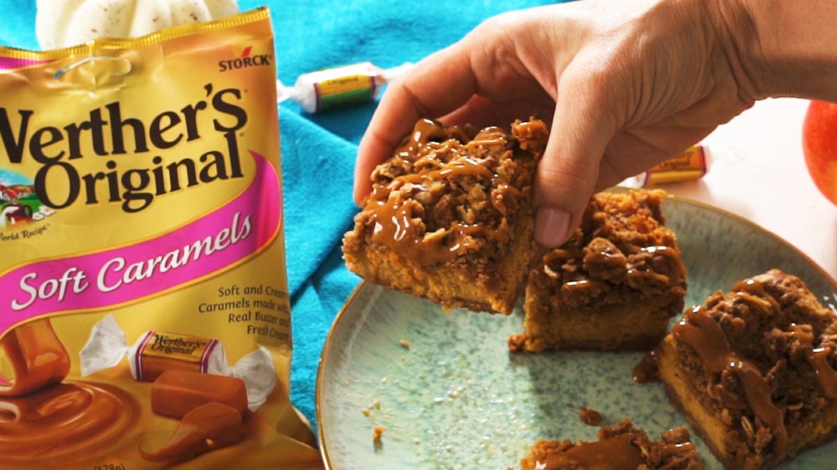 preview for These Caramel Pumpkin Cheesecake Bars Are Calling Your Name