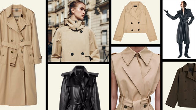 collage of trench coats for women