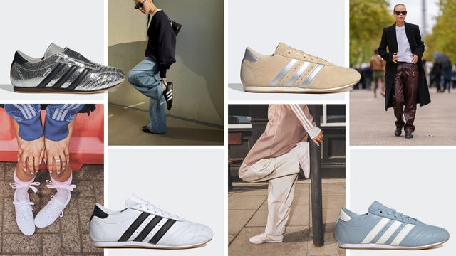 showcase of various adidas shoes styled in different outfits