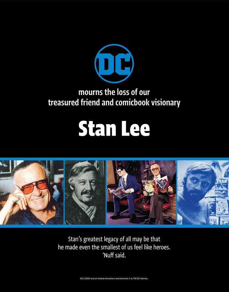 《復仇者聯盟》6位元老買下全版廣告悼念「漫威之父」史丹李！下一頁驚見漫威死對頭 DC 寫的悼念文！