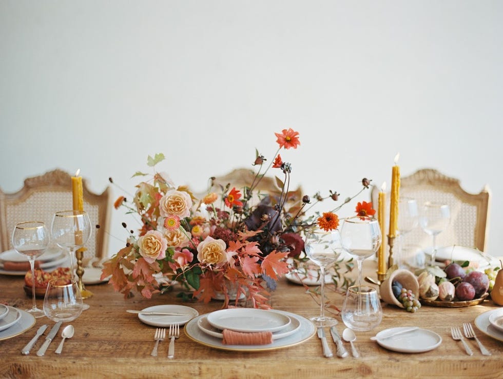 Table, Centrepiece, Room, Dining room, Orange, Brunch, Rehearsal dinner, Still life, Furniture, Peach, 