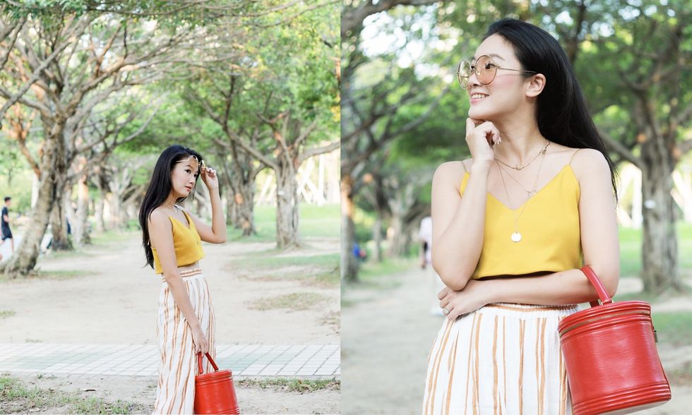 People in nature, Photograph, Clothing, Yellow, Beauty, Skin, Dress, Pink, Fashion, Peach, 