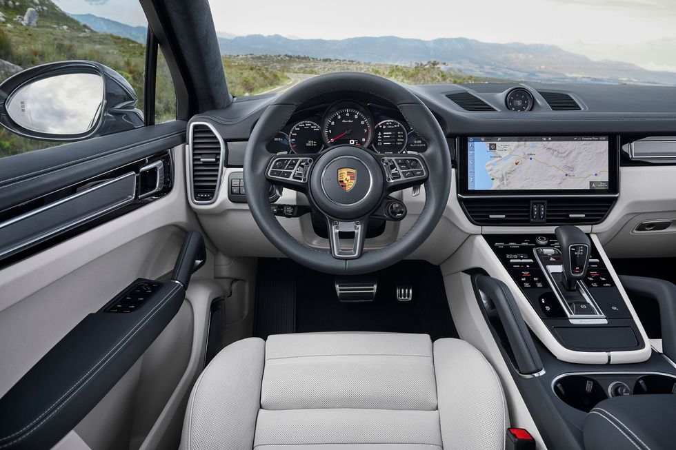 Land vehicle, Vehicle, Car, Luxury vehicle, Center console, Steering wheel, Gear shift, Porsche, 