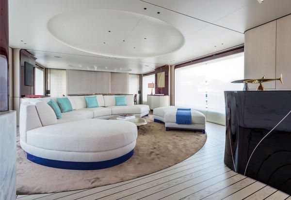 Room, Luxury yacht, Furniture, Interior design, Property, Yacht, Building, Bed, Suite, Boat, 