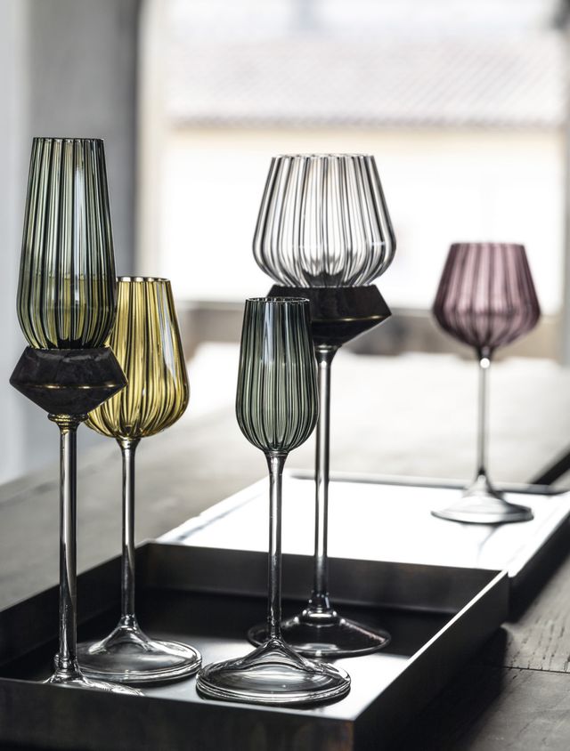 Glass, Stemware, Wine glass, Drinkware, Green, Tableware, Table, Furniture, Chair, Champagne stemware, 