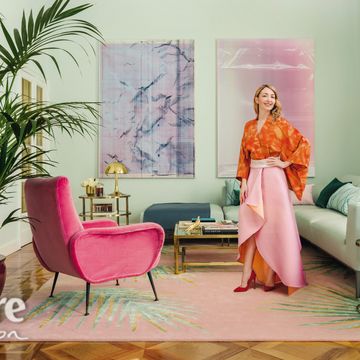 Furniture, Pink, Room, Yellow, Chair, Peach, Interior design, Sitting, Magenta, Couch, 