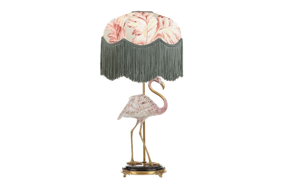 Bird, Pink, Water bird, Product, Flamingo, Greater flamingo, Lampshade, Neck, Lamp, Lighting accessory, 