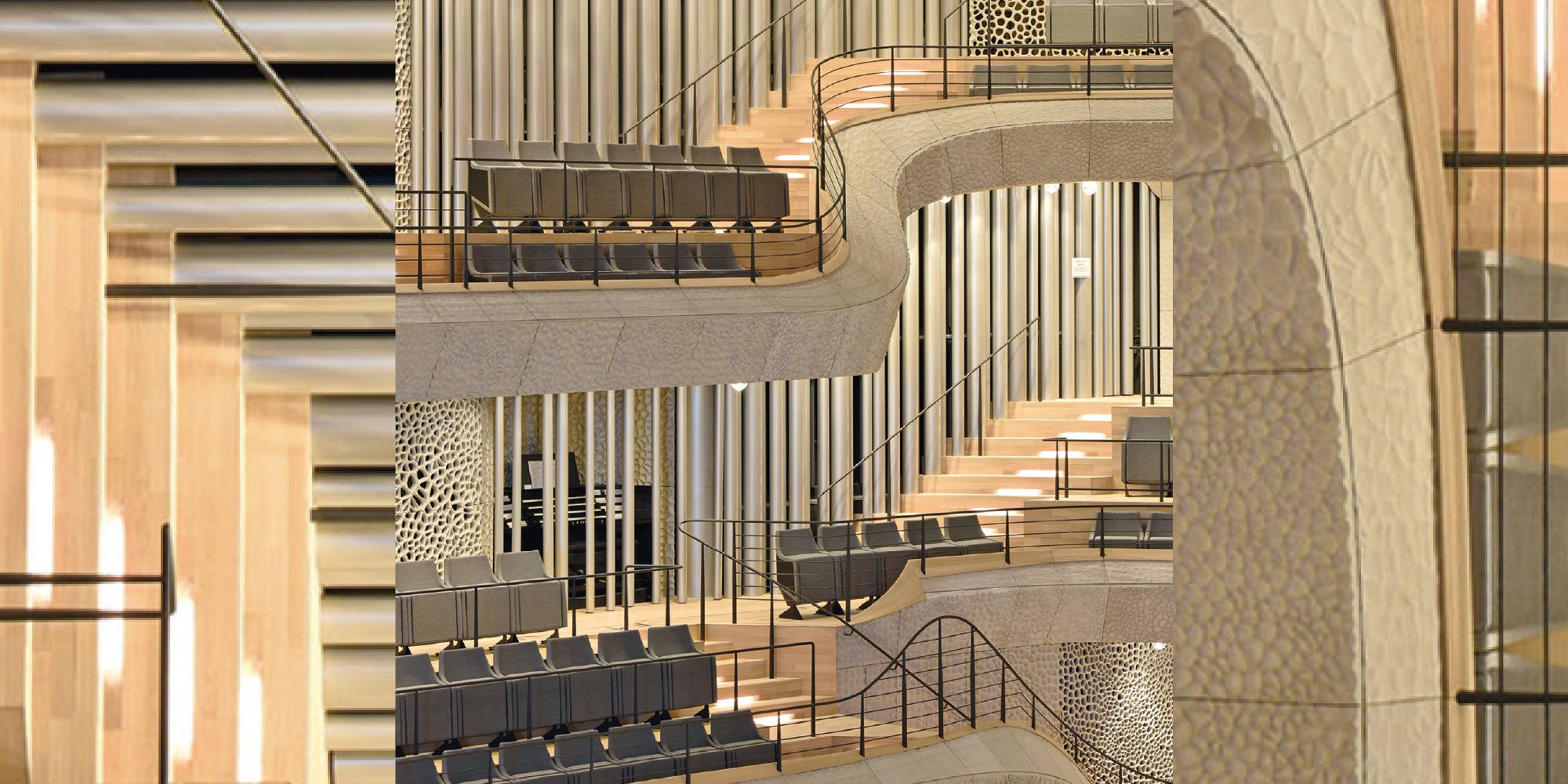 Stairs, Pipe organ, Handrail, Architecture, Baluster, Organ pipe, Building, Technology, Material property, Organ, 