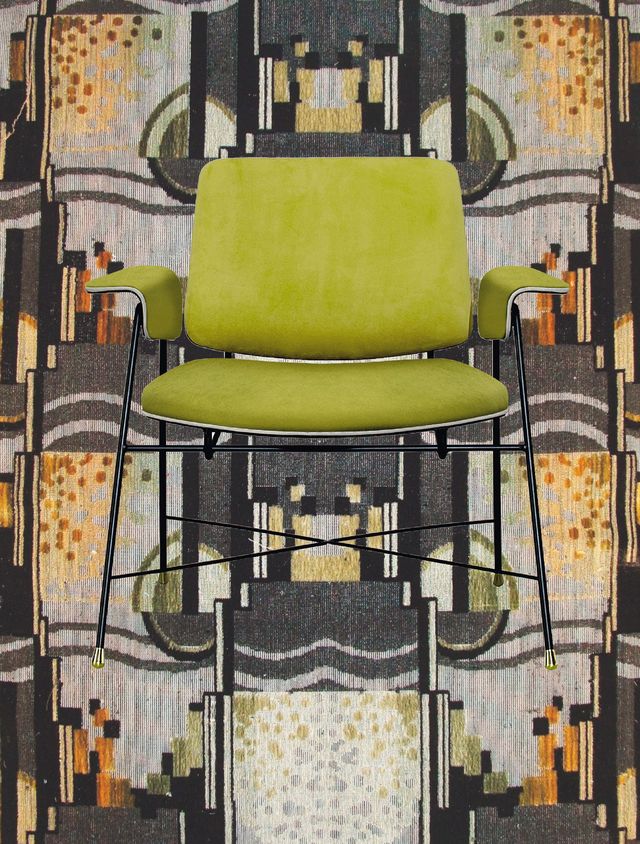 Yellow, Furniture, Product, Room, Chair, Interior design, Architecture, Living room, Pattern, Tile, 