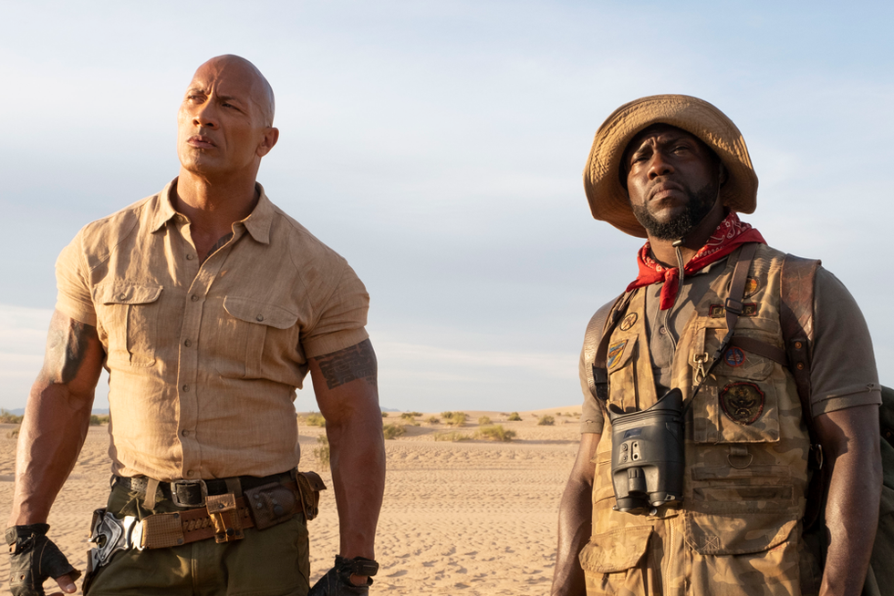 dwayne 'the rock' johnson and kevin hart in jumanji the next level
