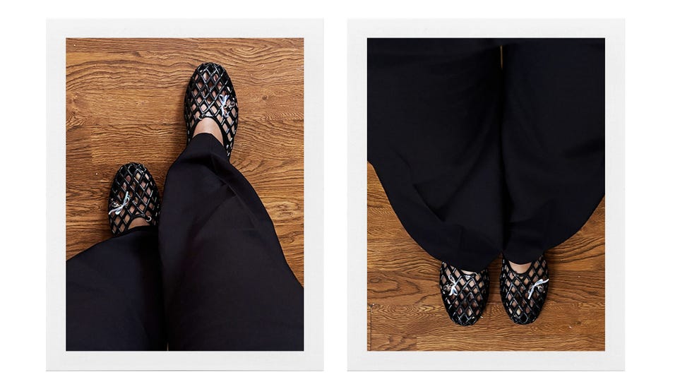 michella ore wearing the old navy jelly lattice ballet flat