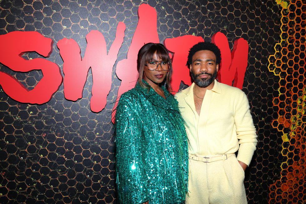 los angeles, california march 14 l r janine nabers and donald glover attend the swarm red carpet premiere and screening in los angeles at lighthouse artspace la on march 14, 2023 in los angeles, california photo by arnold turnergetty images for prime video