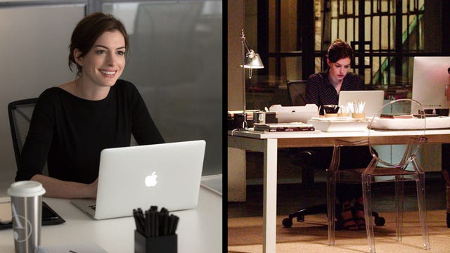 woman sitting at desk during the day and at night