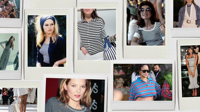 collage of women wearing striped clothing