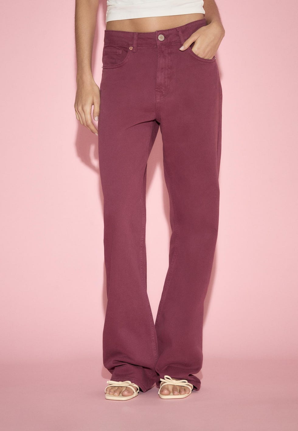 Aubergine -colored trousers