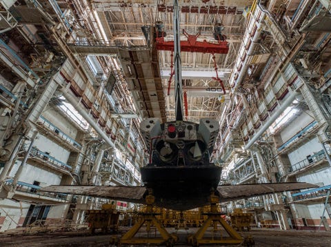 Achterkant van de Russische spaceshuttle