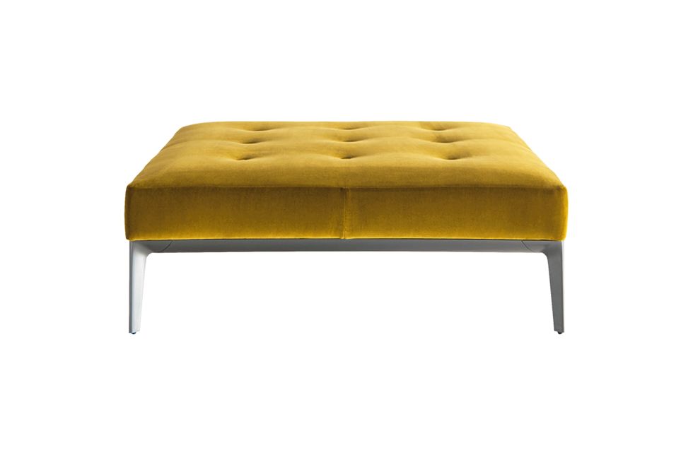 Furniture, Yellow, Ottoman, Table, Stool, Bench, Couch, Beige, Coffee table, Chair, 