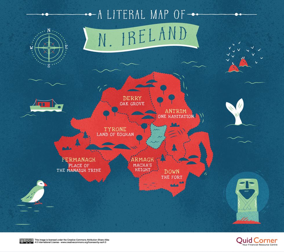 Literal Name Map Of Great Britain - Northern Ireland - Quick Quid