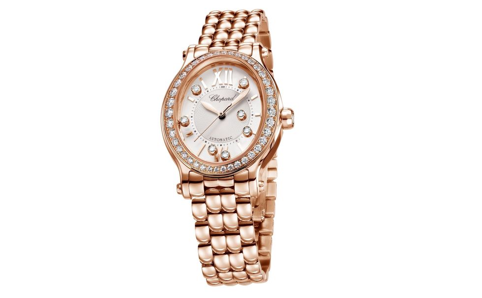 Chopard Happy Sport Oval腕錶，玫瑰金款式，配備鑲鑽錶圈，定價NT$ 1,103,000
