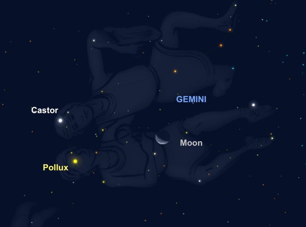 Op 23 september nadert de maan Castor en Pollux de helderste bewoners van het sterrenbeeld Tweelingen