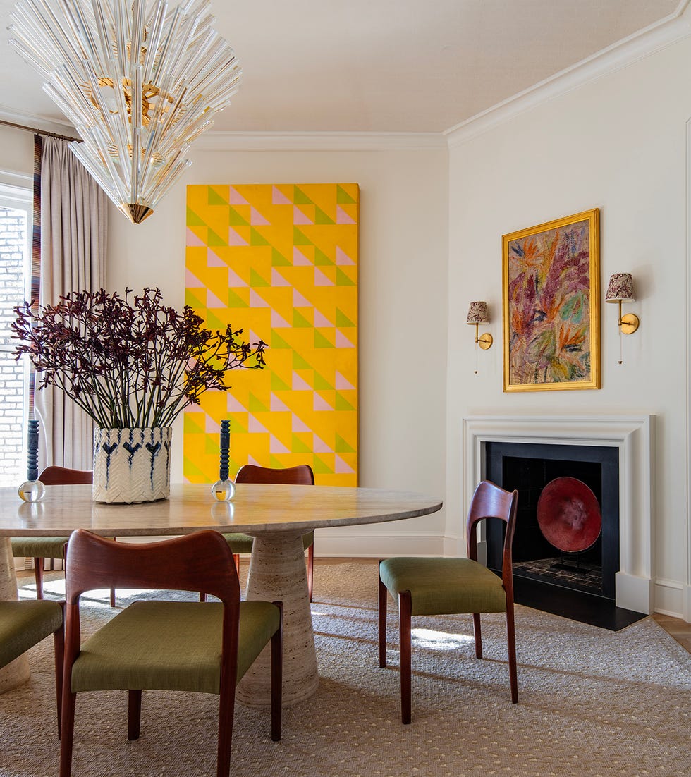 dining area with artistic decor and modern furniture