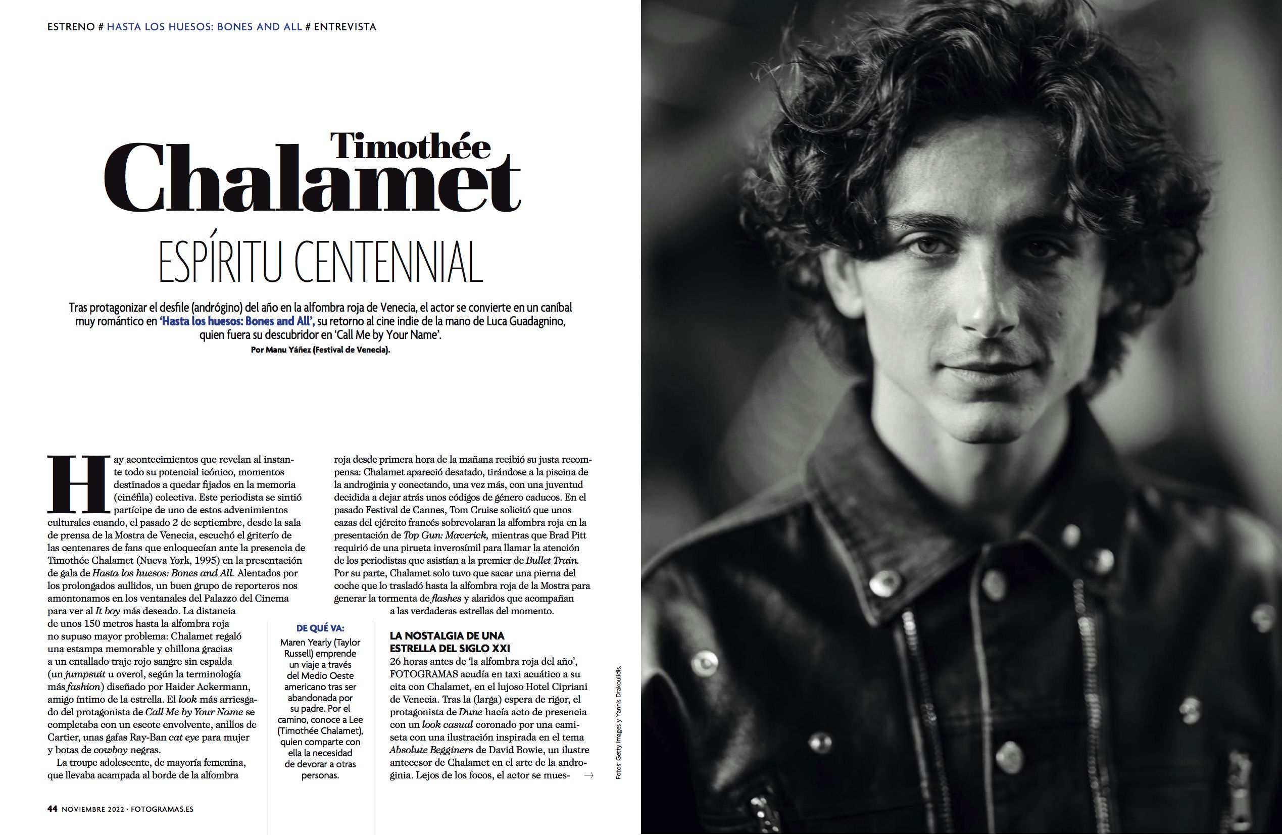 Timothée Chalamet en nuestra portada de noviembre