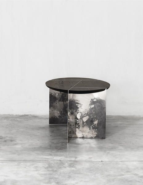 Table, Furniture, Material property, Cylinder, Black-and-white, Still life photography, Coffee table, Concrete, Metal, Art, 
