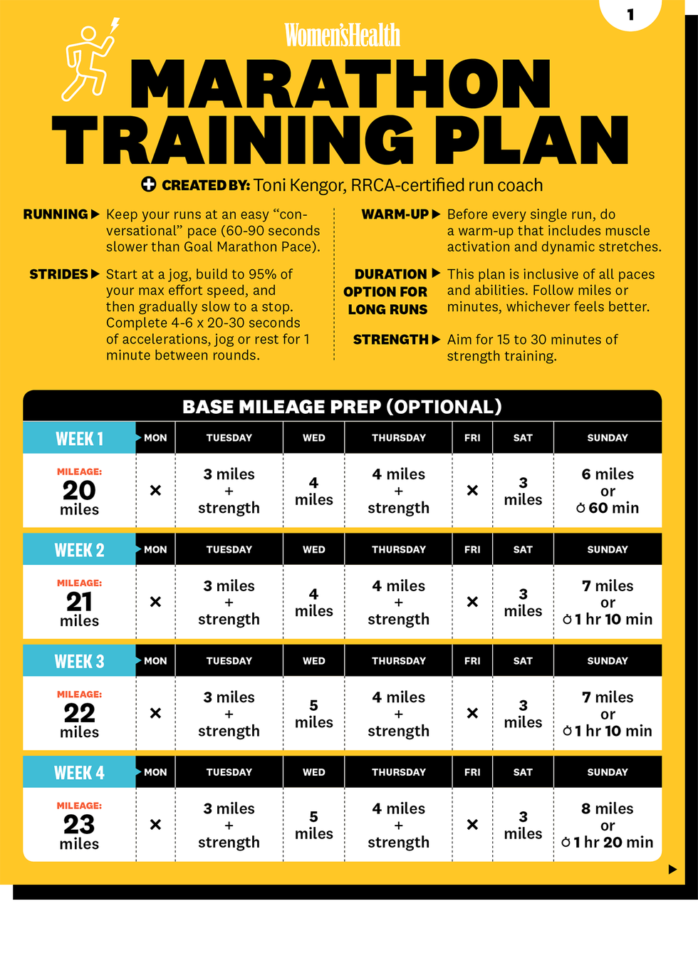 Marathon Training Plan For All Running Levels - Downloadable Pdf