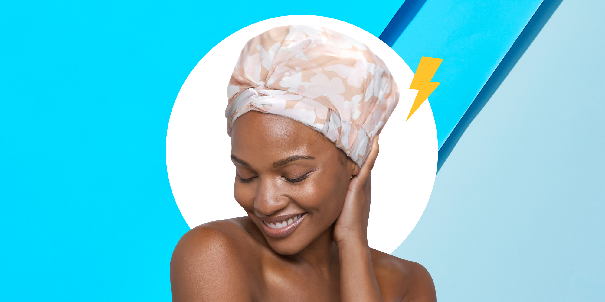 Men Waterproof Elastic Shower Cap Extra Large Bath Blue Head Wrap