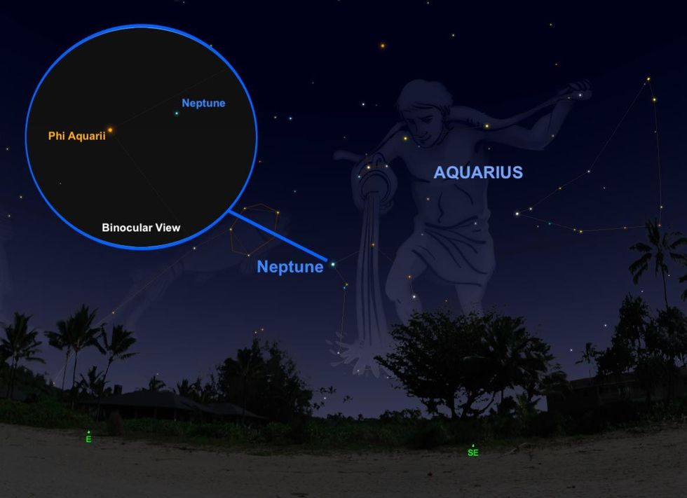 Op 10 september toont de ijsreus Neptunus zich op zn helderst en blauwst Maar om de planeet te midden van de sterren van het sterrenbeeld Waterman te vinden heb je wel een kleine amateurtelescoop nodig