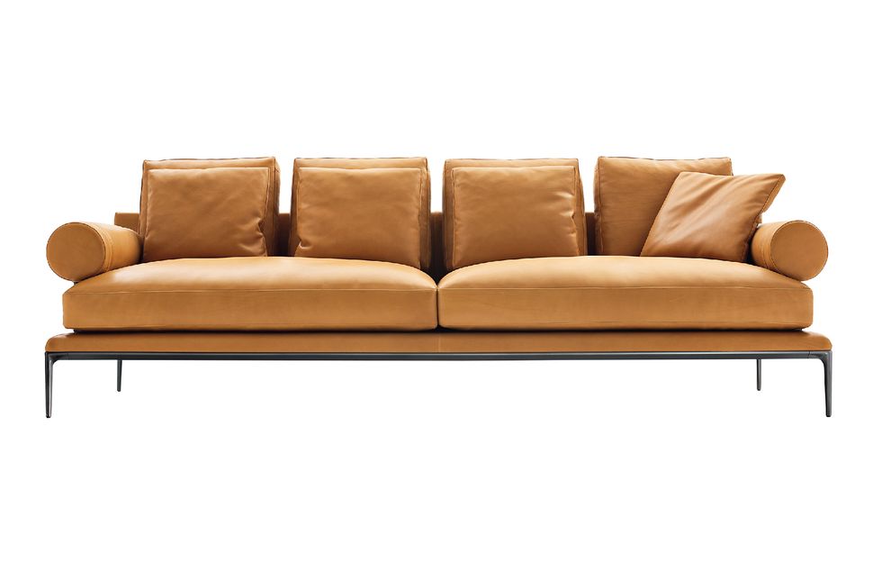 Furniture, Couch, Sofa bed, studio couch, Tan, Brown, Outdoor sofa, Leather, Beige, Comfort, 