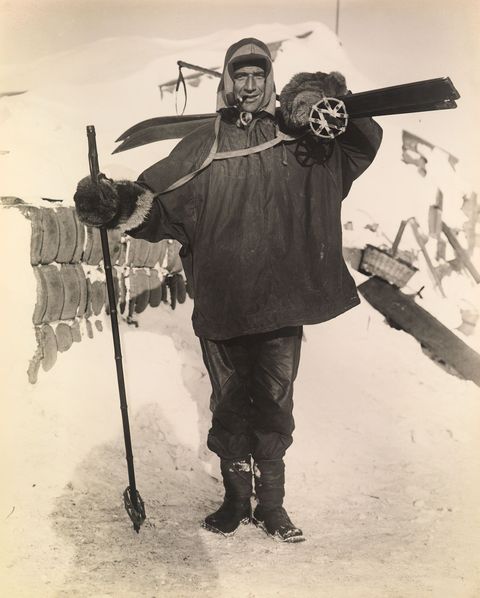 De onderofficier van de Terra Novaexpeditie poseert voor een portret