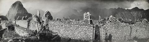 In dit gedeelte van Machu Picchu zijn de kenmerkende stenen muren van de stad te vinden