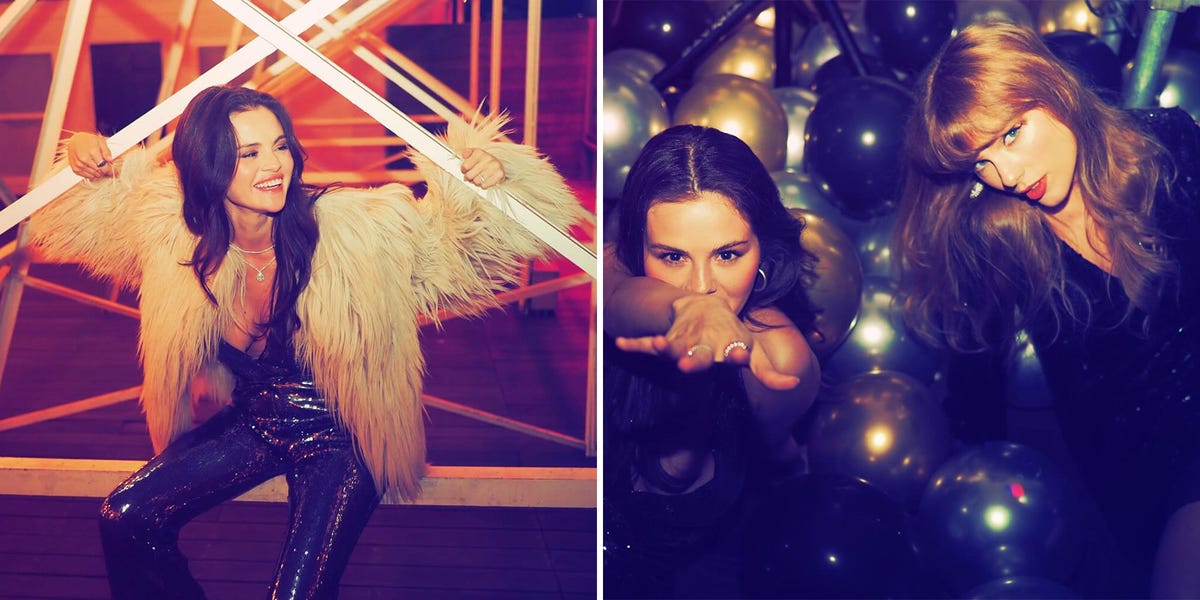 Selena Gomez Rings in 33 in a Sequin Jumpsuit With BFF Taylor Swift