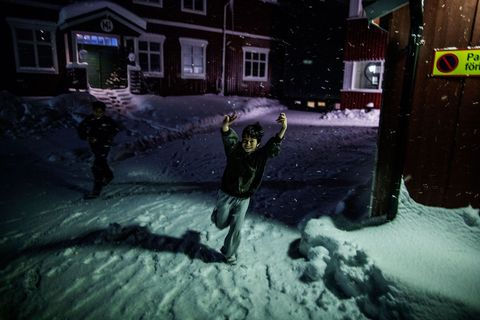 Veel van de kinderen die verblijven in Riksgrnsen hebben nog niet eerder in hun leven in de sneeuw gespeeld