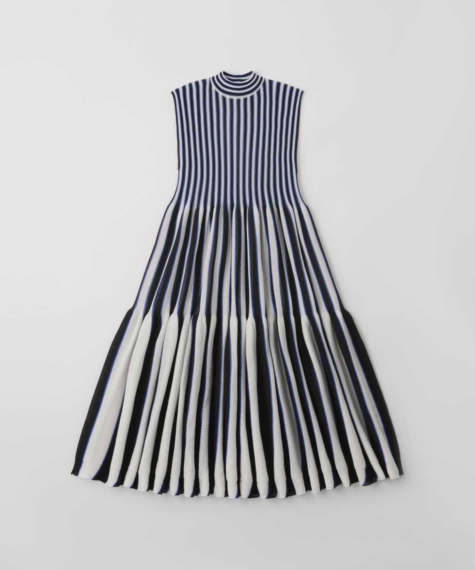 a black and white striped dress