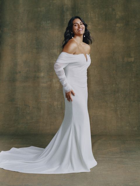 a model wears a carly cushnie for bhdln wedding dress in a news story about carly cushnie for bhldn