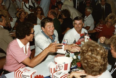 presidents love their fast food    just like president ronald reagan seen here at the 1984 firecracker 400 at the daytona international speedway in 1984