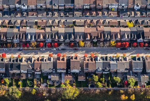 Stas Bartnikas maakte deze luchtfoto van een buurt in Toronto waar de herfstbladeren voor kleur zorgen