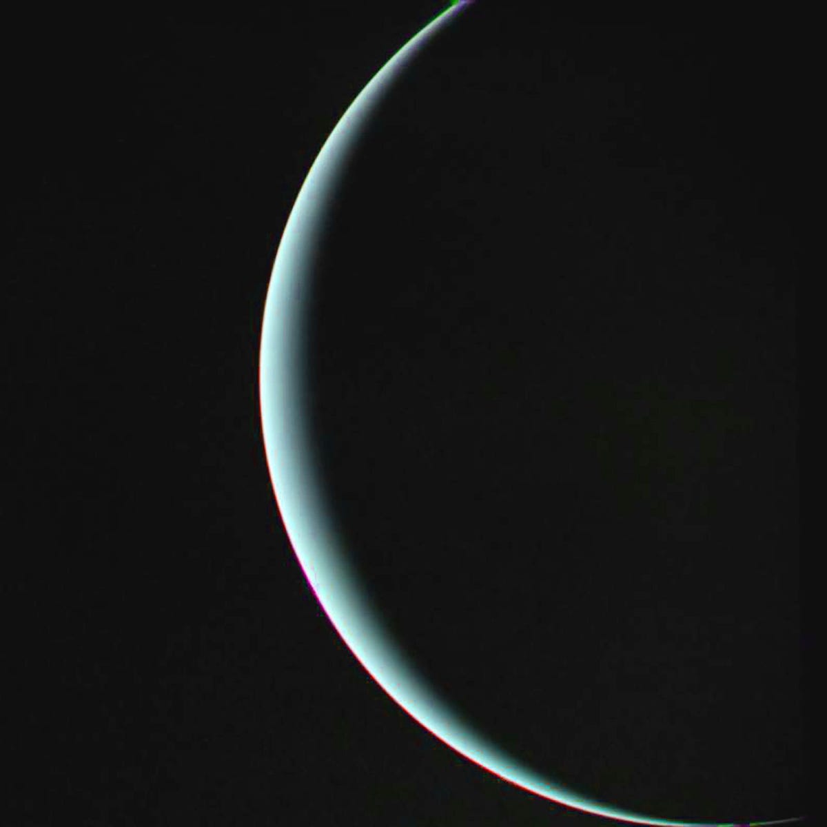 De ruimtesonde Voyager 2 verstuurde in januari 1986 deze closeup van de planeet Uranus