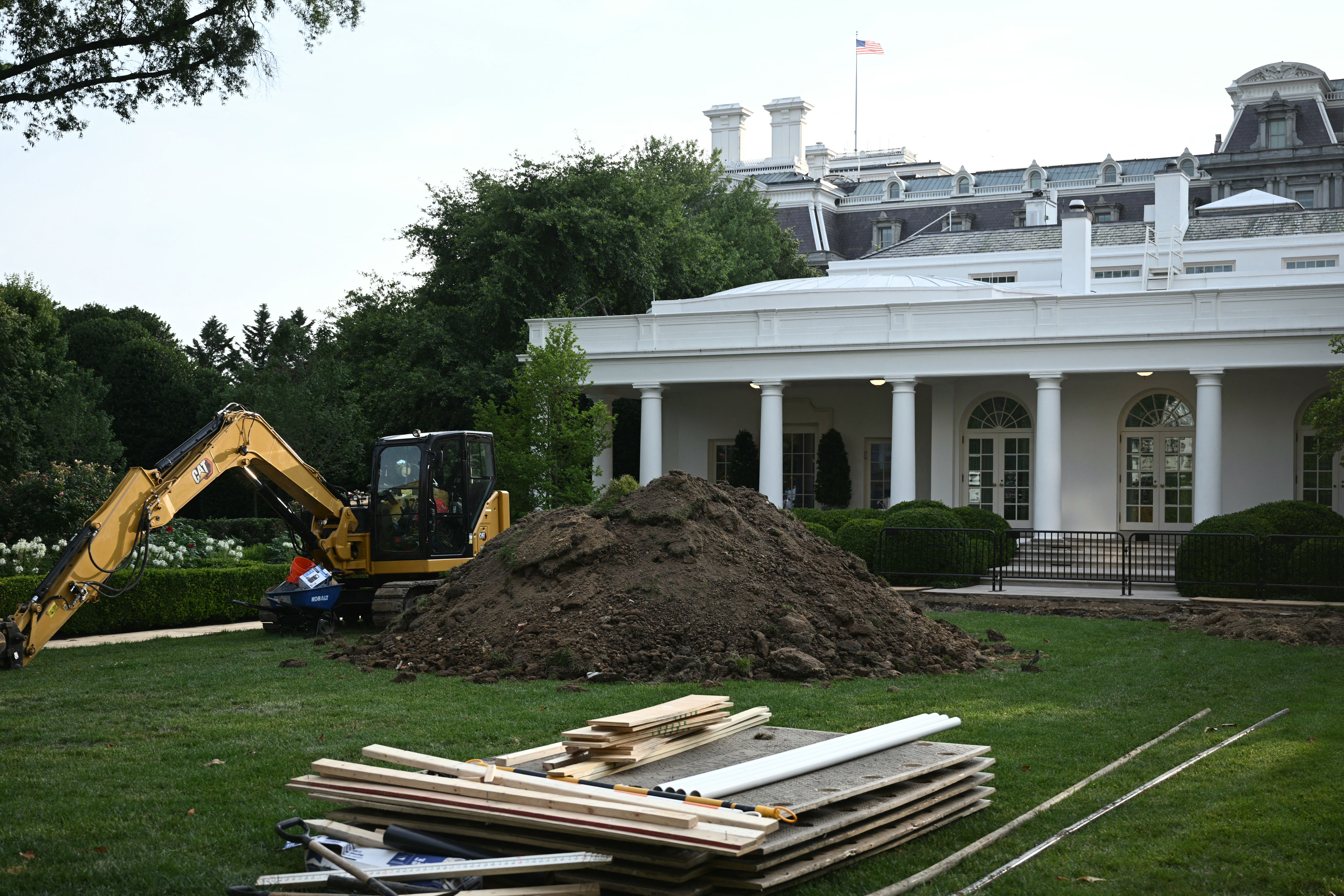 Trump Begins to Pave Over the White House Rose Garden