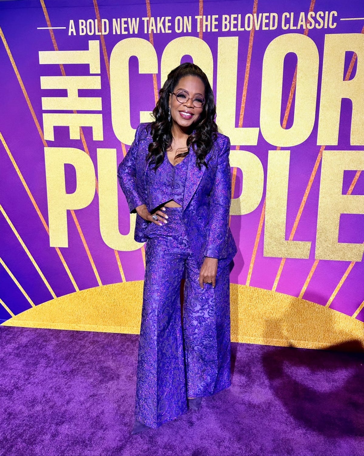 24 Times Oprah Wore the Color Purple to Promote the Movie