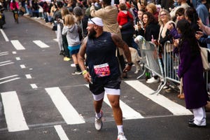 a person walking in a race