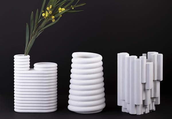 The series of vases developed by Hugdetta (Iceland), Aalto+Aalto (Finland) and Petra Lilja (Sweden) of collective 1+1+1 back in 2017. 