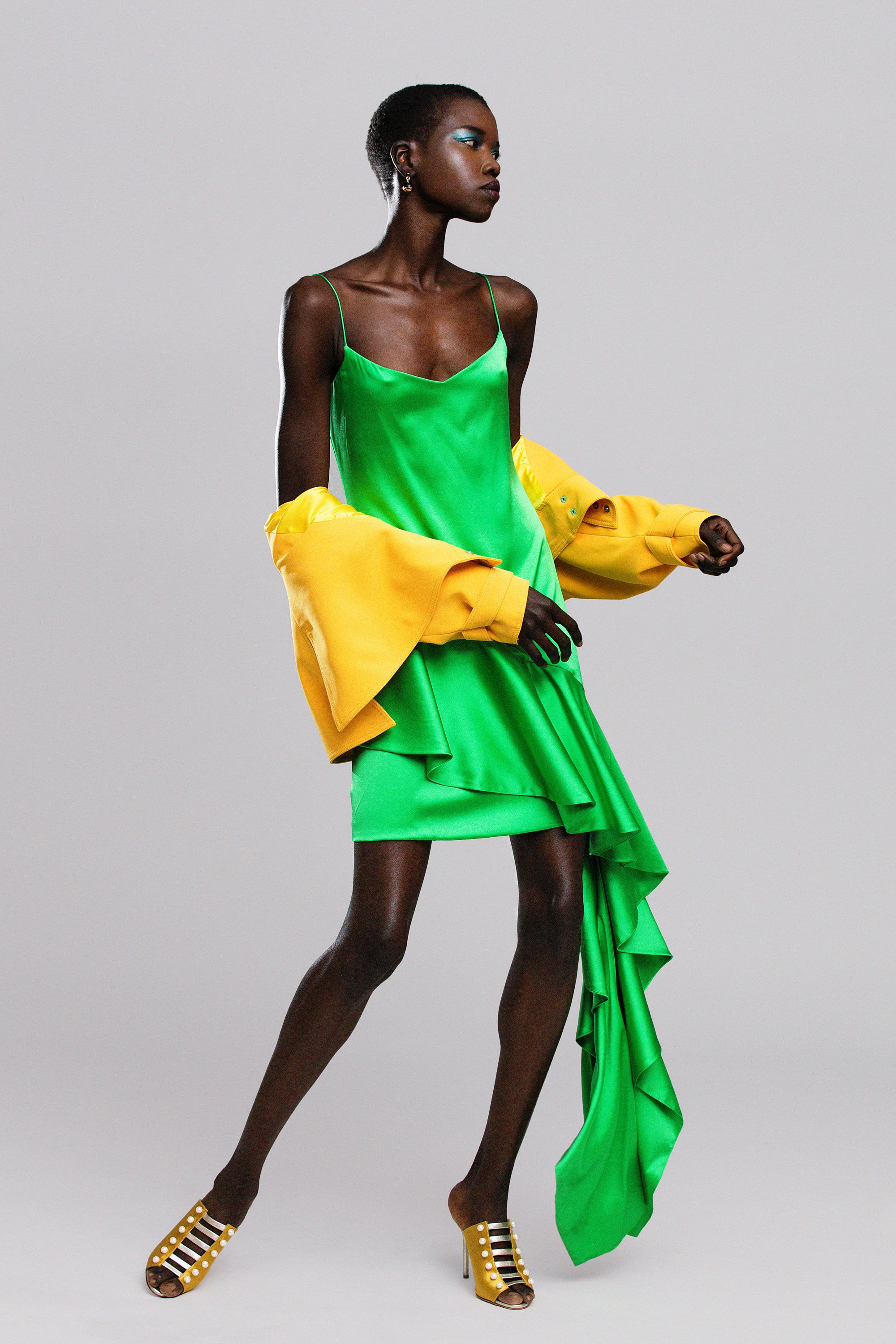 Green Combination Dress | forum.iktva.sa