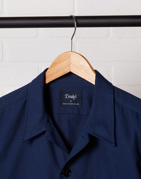 Clothing, Clothes hanger, Blue, Collar, Cobalt blue, Shirt, Outerwear, Sleeve, Dress shirt, Button, 