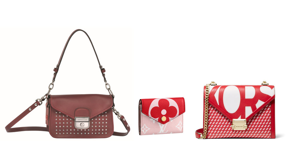 Handbag, Bag, Shoulder bag, Red, Fashion accessory, Product, Pink, Material property, Font, Luggage and bags, 
