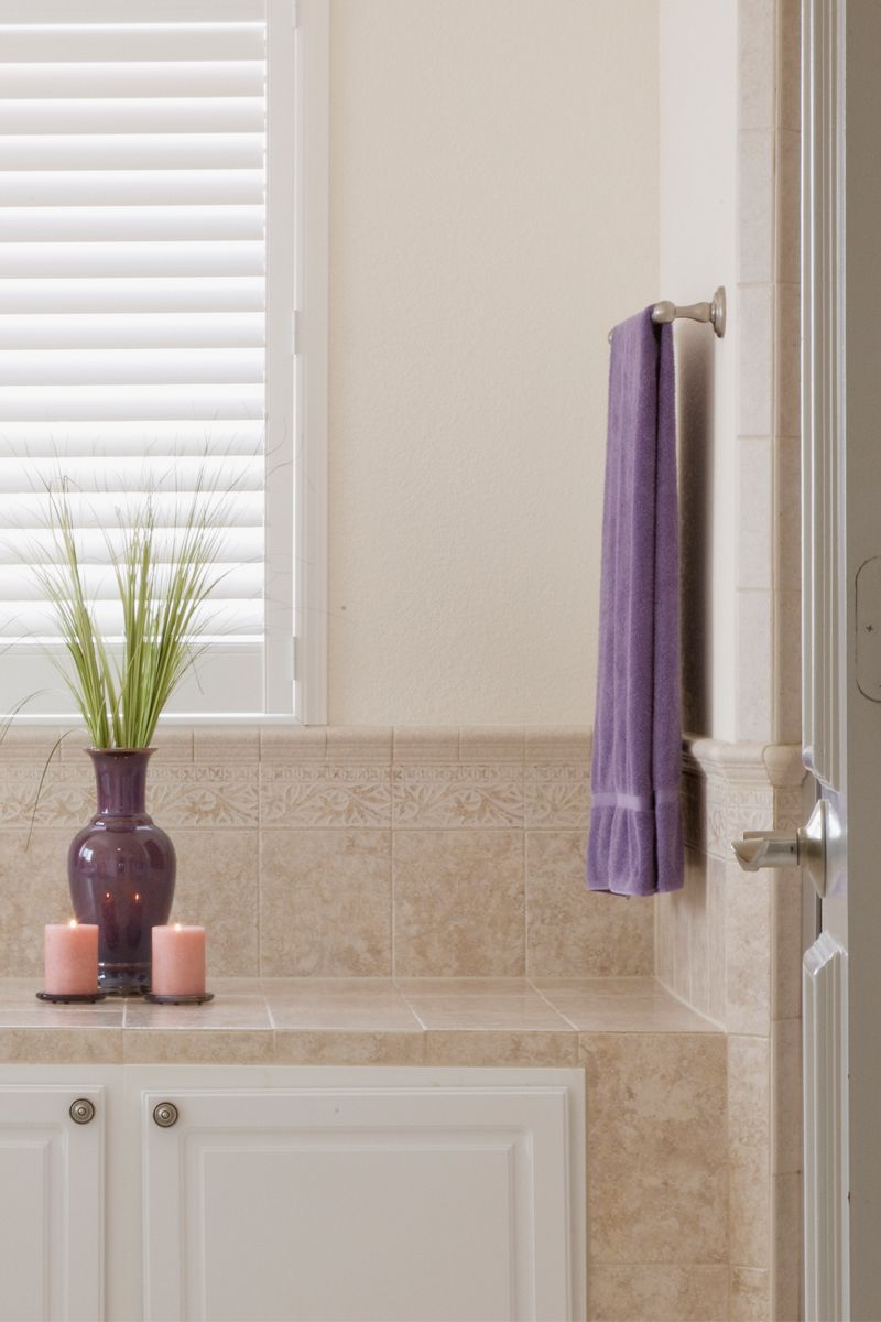 Curtain, Purple, Room, Tile, Wall, Interior design, Violet, Window treatment, Floor, Bathroom, 
