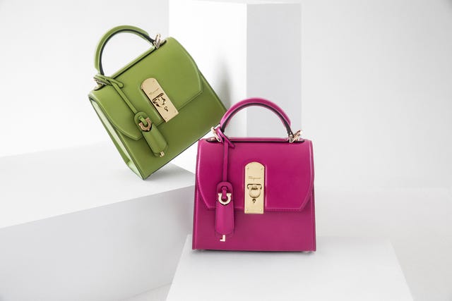 Handbag, Bag, Product, Fashion accessory, Pink, Magenta, Lock, Material property, Kelly bag, Font, 